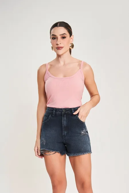 Shorts Jeans Dani Feminino em Algodão Dark Blue Osmoze